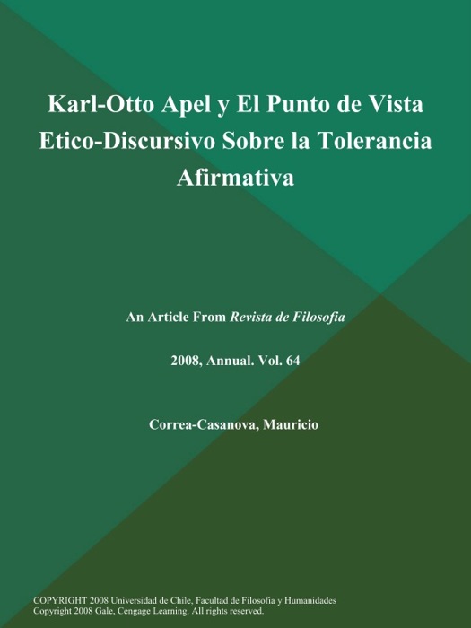 Karl-Otto Apel y El Punto de Vista Etico-Discursivo Sobre la Tolerancia Afirmativa