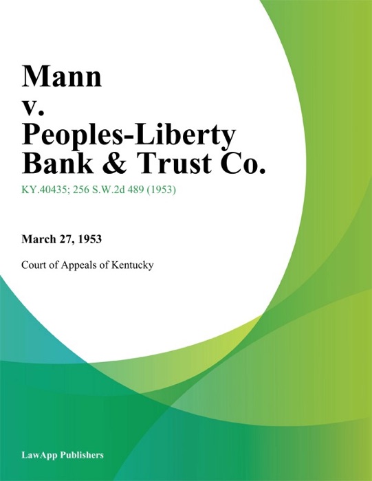 Mann v. Peoples-Liberty Bank & Trust Co.