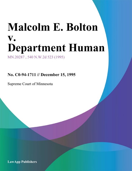 Malcolm E. Bolton v. Department Human