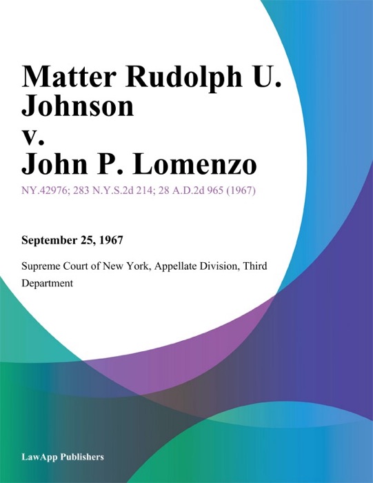 Matter Rudolph U. Johnson v. John P. Lomenzo