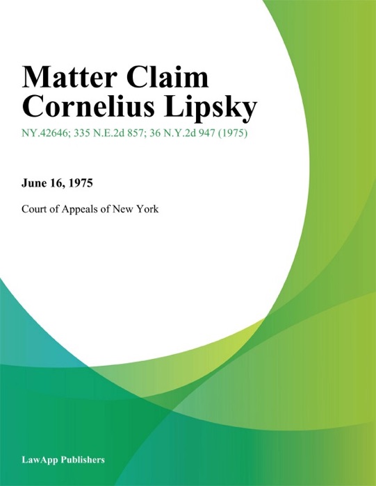 Matter Claim Cornelius Lipsky