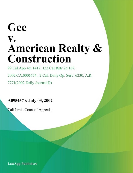 Gee v. American Realty & Construction