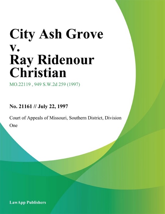 City Ash Grove v. Ray Ridenour Christian