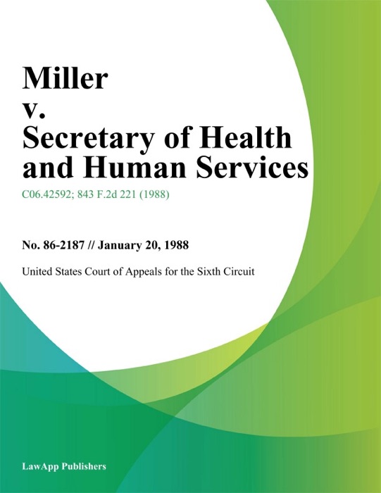 Miller v. Secretary of Health And Human Services