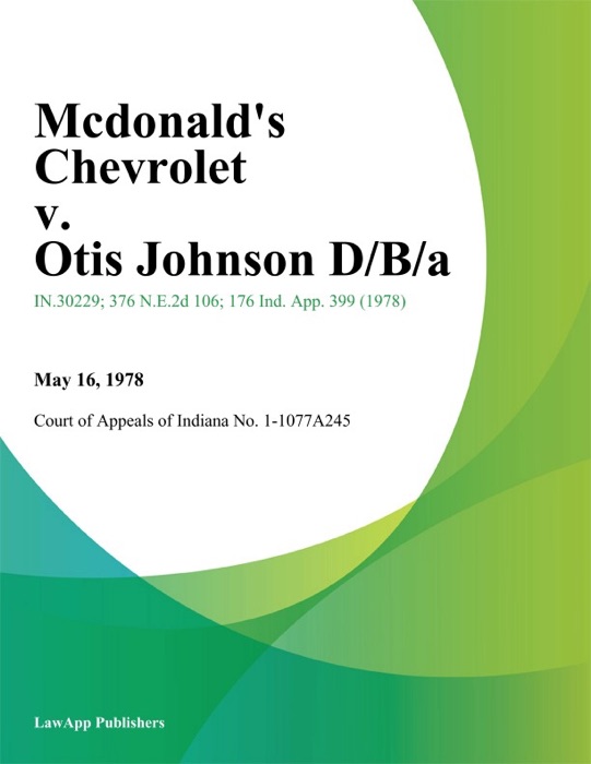 Mcdonalds Chevrolet v. Otis Johnson D/B/A
