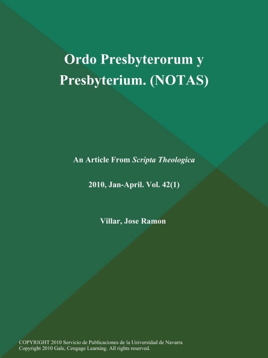 Ordo Presbyterorum y Presbyterium (NOTAS)