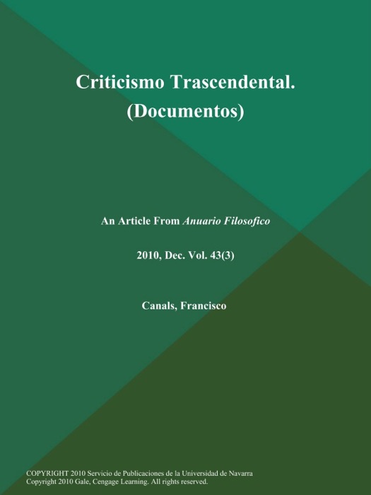 Criticismo Trascendental (Documentos)