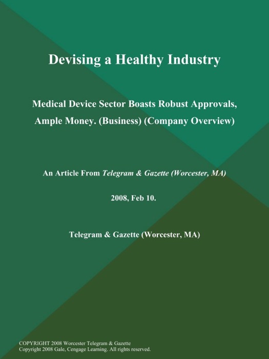 Devising a Healthy Industry; Medical Device Sector Boasts Robust Approvals, Ample Money (Business) (Company Overview)