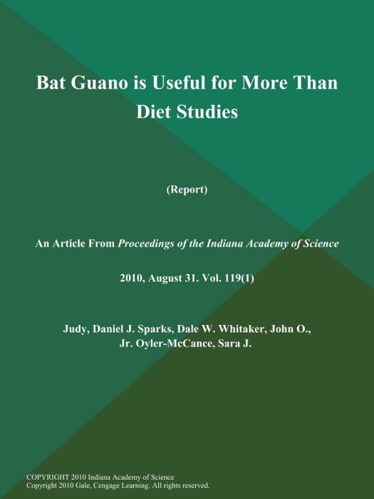 Bat Guano is Useful for More Than Diet Studies (Report)