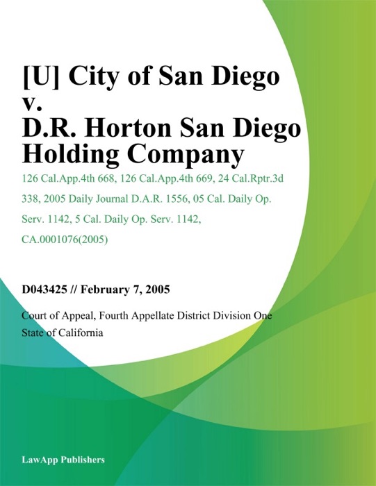 City of San Diego v. D.R. Horton San Diego Holding Company
