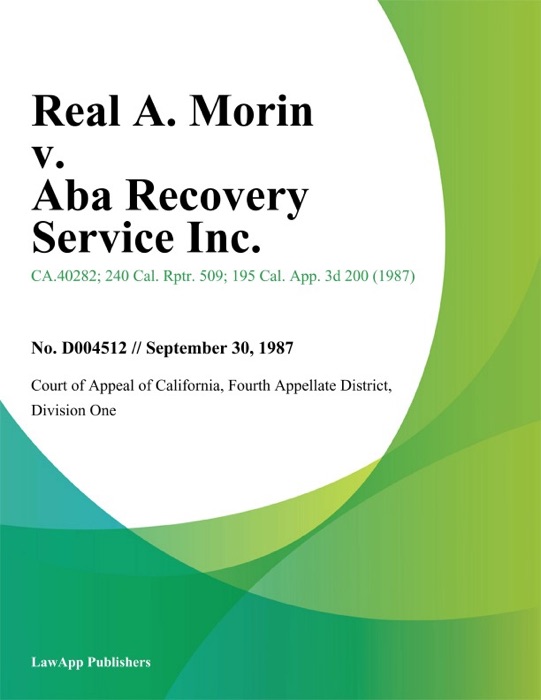 Real A. Morin v. Aba Recovery Service Inc.