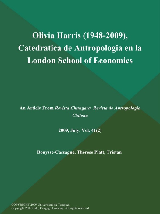 Olivia Harris (1948-2009), Catedratica de Antropologia en la London School of Economics