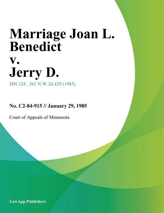 Marriage Joan L. Benedict v. Jerry D.