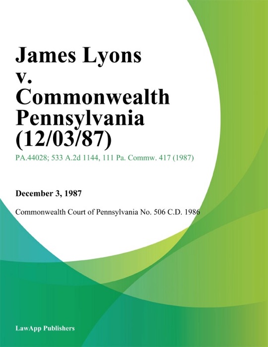 James Lyons v. Commonwealth Pennsylvania