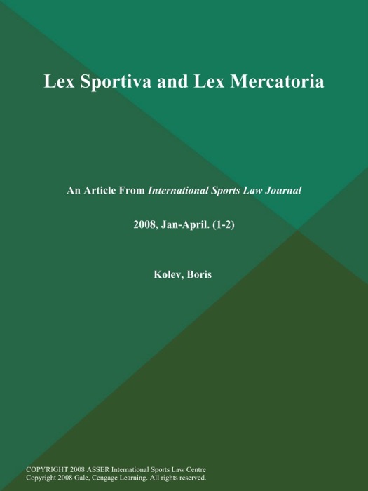 Lex Sportiva and Lex Mercatoria