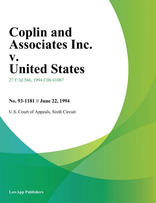 Coplin And Associates Inc. v. United States