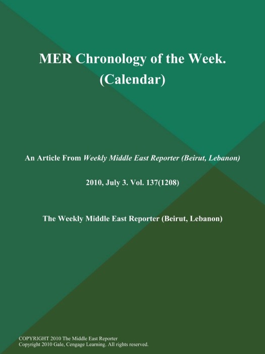 MER Chronology of the Week. (Calendar)