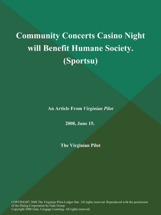 Community Concerts Casino Night will Benefit Humane Society (Sportsu)
