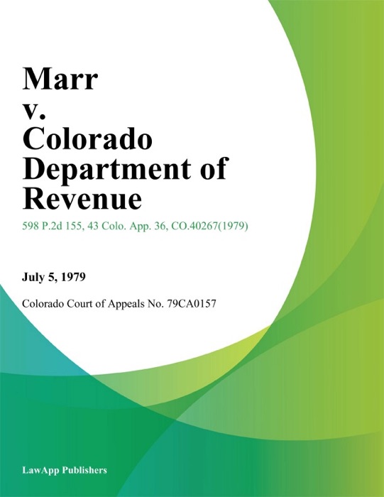 Marr v. Colorado Department of Revenue