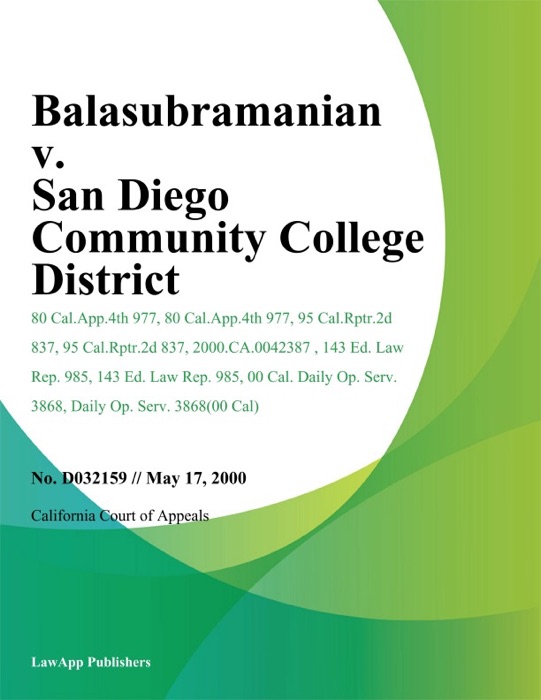 Balasubramanian v. San Diego Community College District