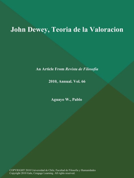 John Dewey, Teoria de la Valoracion