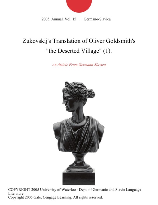 Zukovskij's Translation of Oliver Goldsmith's 