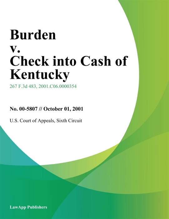 Burden V. Check Into Cash Of Kentucky