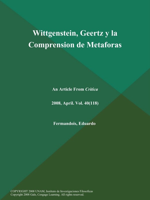 Wittgenstein, Geertz y la Comprension de Metaforas