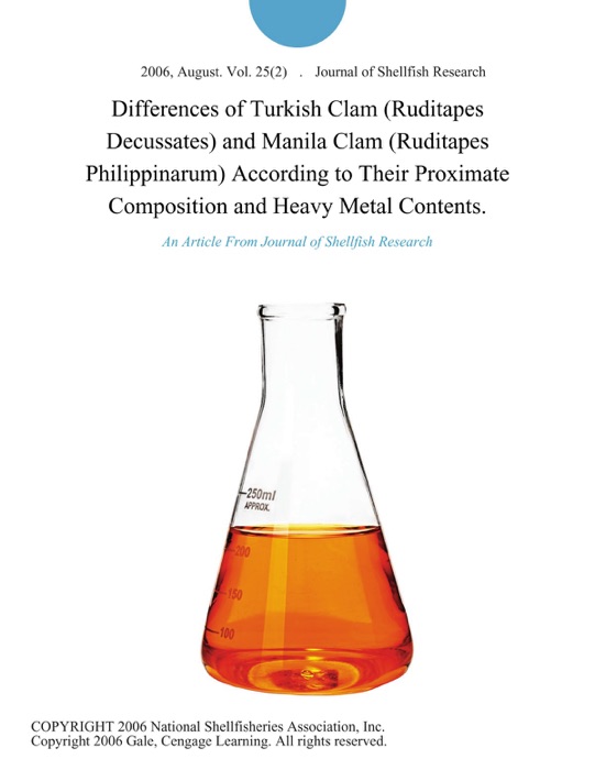 Differences of Turkish Clam (Ruditapes Decussates) and Manila Clam (Ruditapes Philippinarum) According to Their Proximate Composition and Heavy Metal Contents.