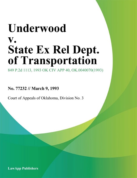 Underwood v. State Ex Rel Dept. of Transportation