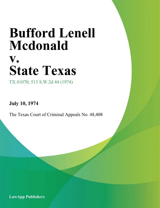 Bufford Lenell Mcdonald v. State Texas