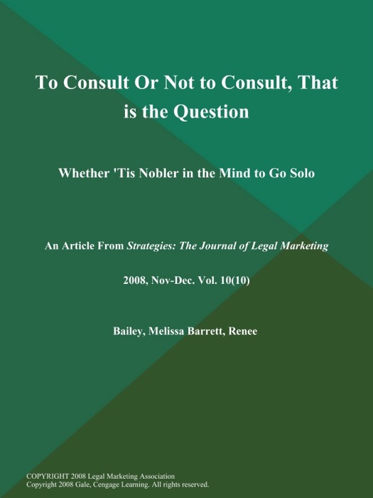 To Consult Or Not to Consult, That is the Question: Whether 'Tis Nobler in the Mind to Go Solo