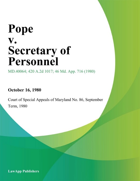Pope v. Secretary of Personnel