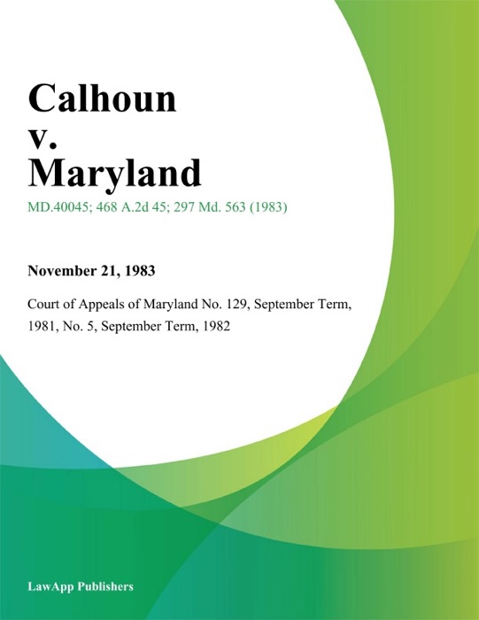 Calhoun V. Maryland