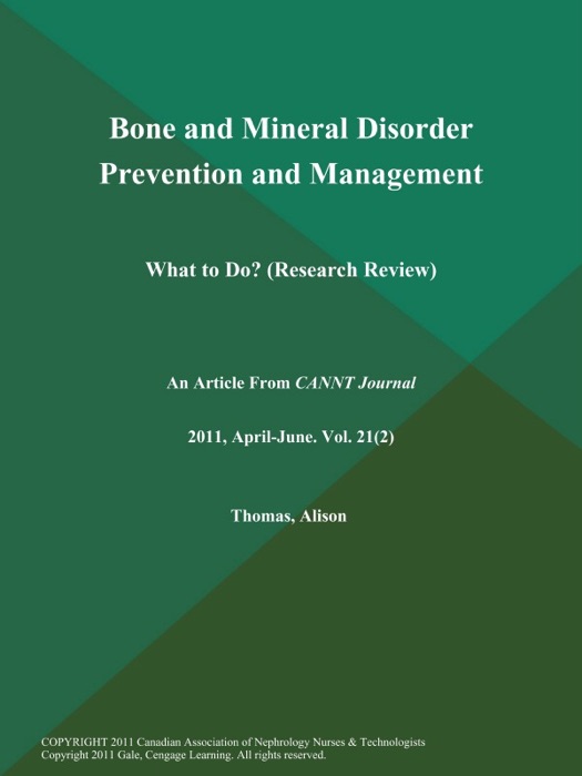 Bone and Mineral Disorder Prevention and Management: What to Do? (Research Review)