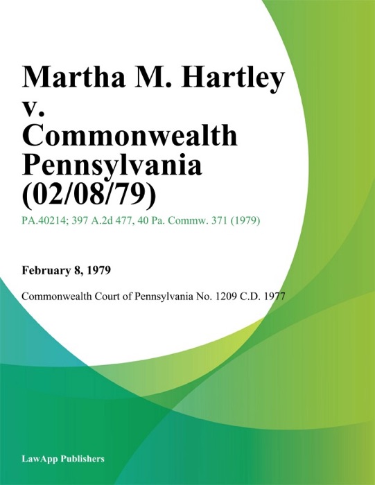 Martha M. Hartley v. Commonwealth Pennsylvania