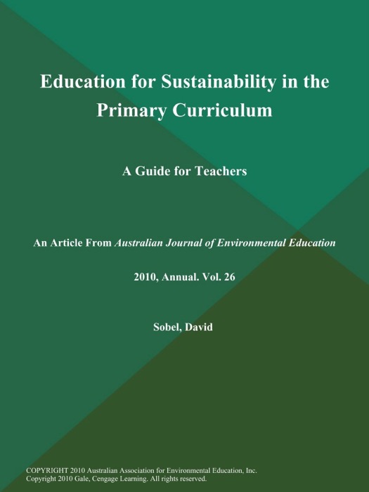 Education for Sustainability in the Primary Curriculum: A Guide for Teachers