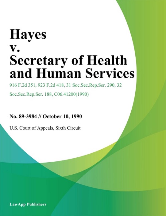 Hayes V. Secretary Of Health And Human Services