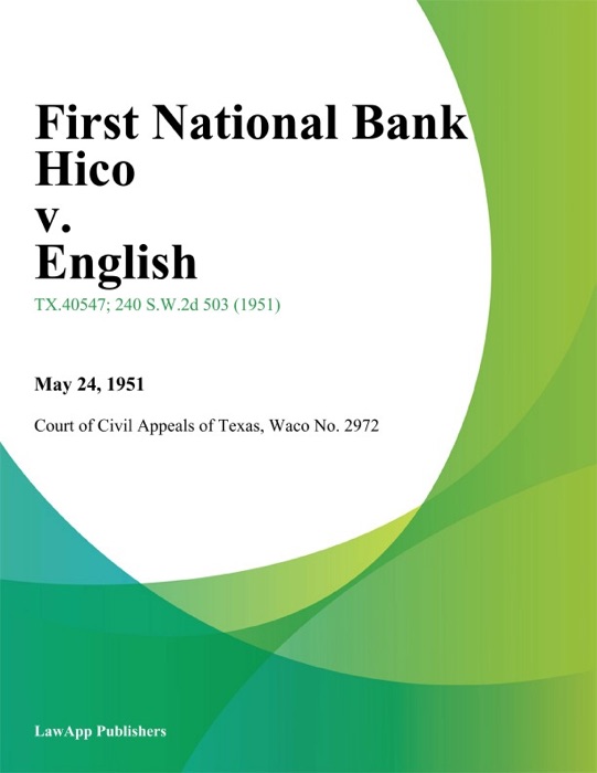 First National Bank Hico v. English