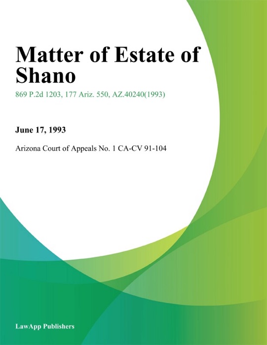 Matter Of Estate Of Shano