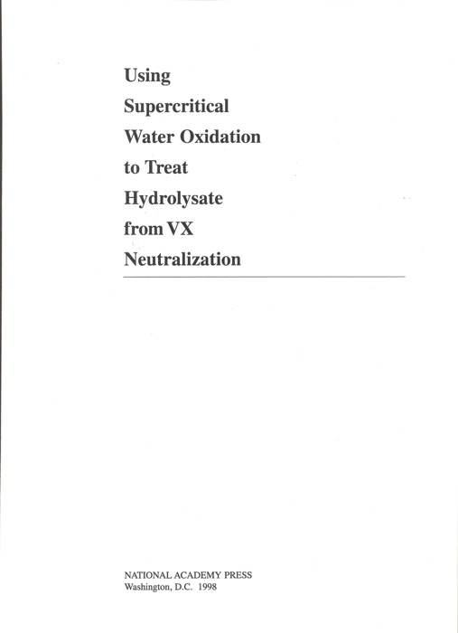 Using Supercritical Water Oxidation to Treat Hydrolysate from VX Neutralization