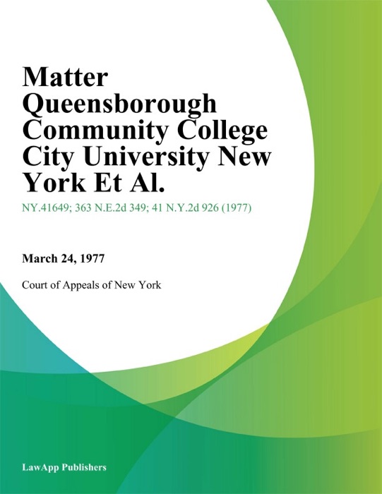 Matter Queensborough Community College City University New York Et Al.