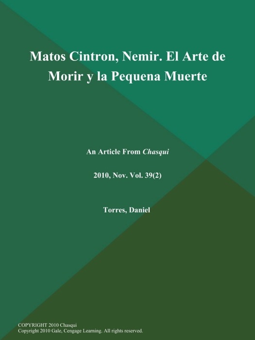 Matos Cintron, Nemir. El Arte de Morir y la Pequena Muerte