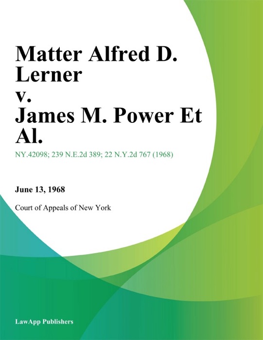 Matter Alfred D. Lerner v. James M. Power Et Al.