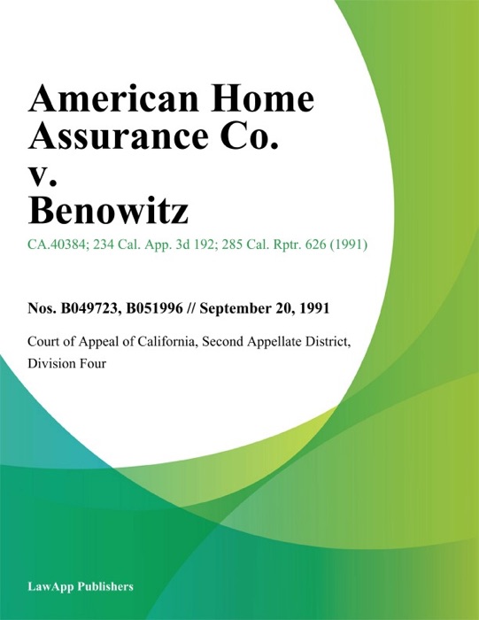 American Home Assurance Co. v. Benowitz