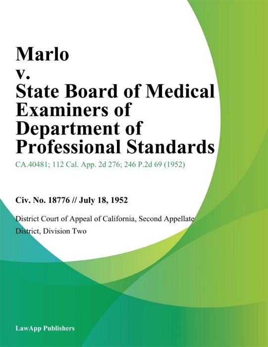 Marlo v. State Board of Medical Examiners of Department of Professional Standards