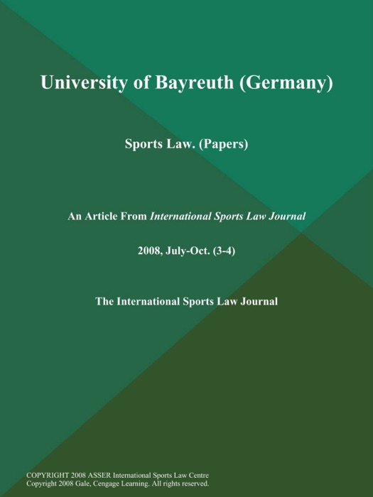 University of Bayreuth (Germany): Sports Law (Papers)