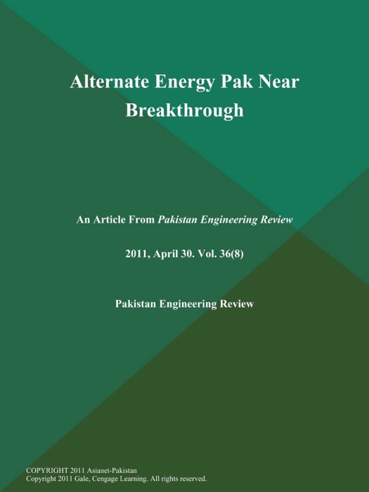 Alternate Energy Pak Near Breakthrough