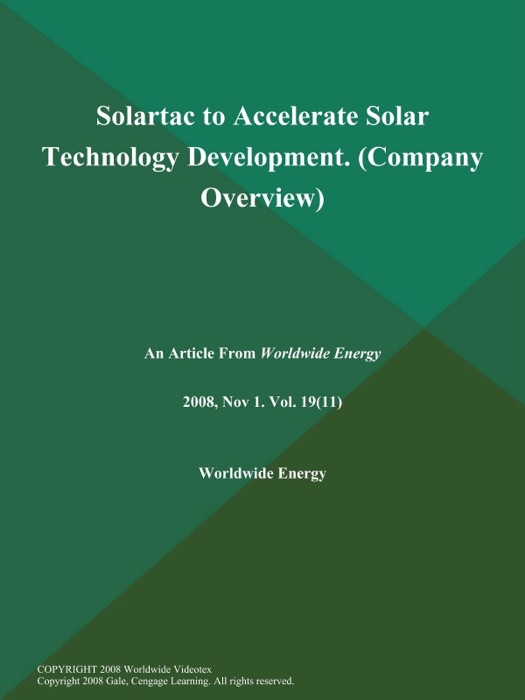 Solartac to Accelerate Solar Technology Development (Company Overview)