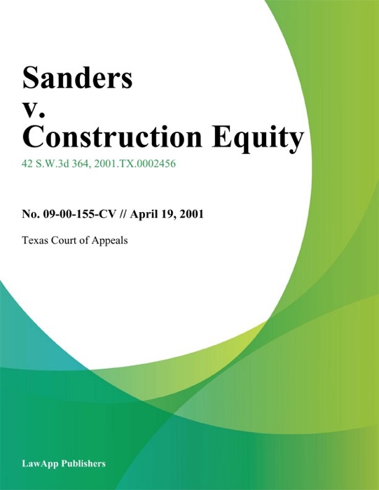 Sanders V. Construction Equity